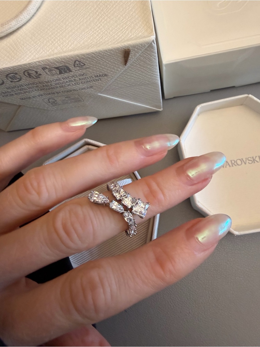Swarovski ARIANA GRANDE Silver Crystal Ring with Clear Stones